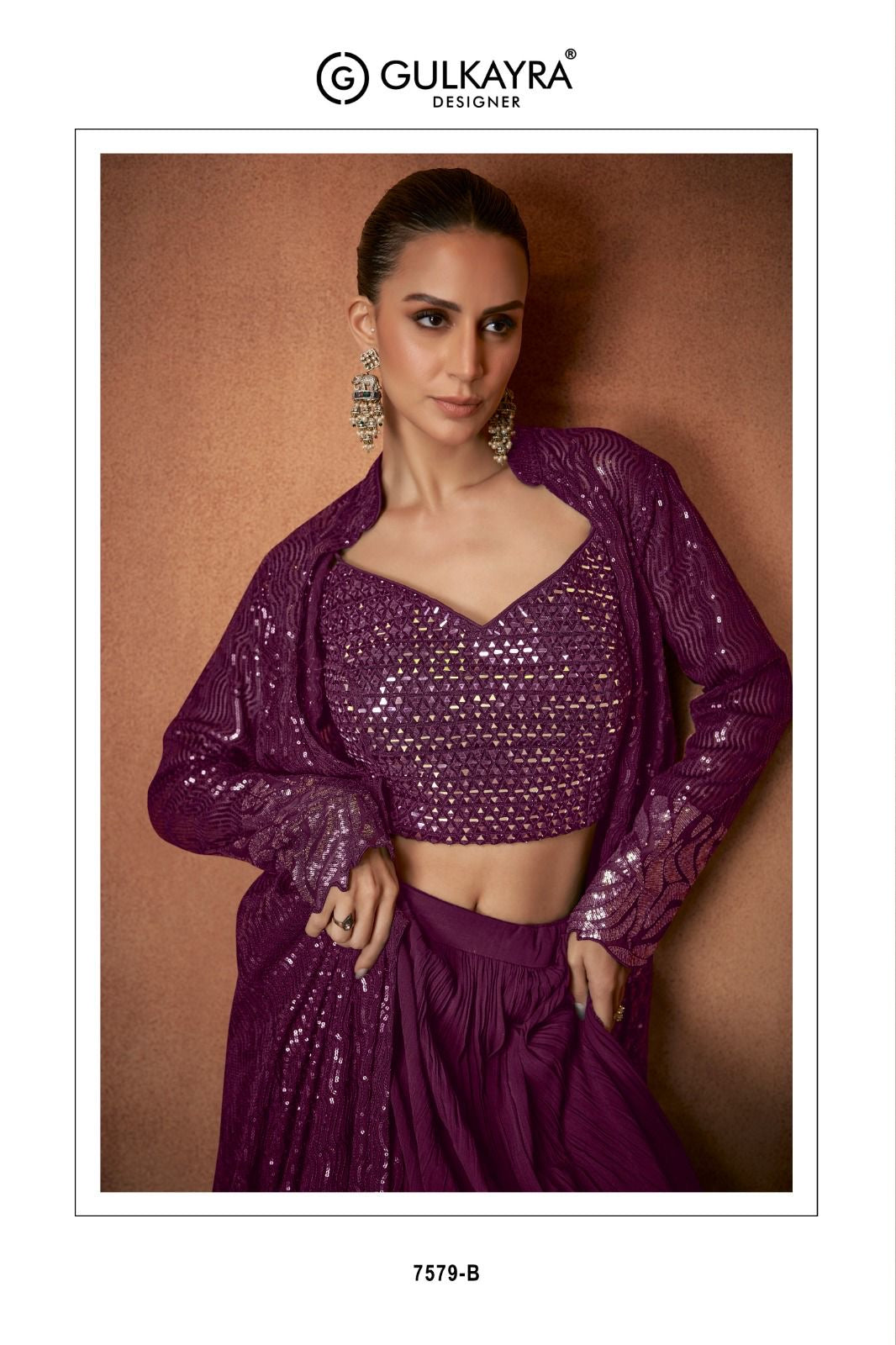 Sequined Sophistication Plazo with Shrug