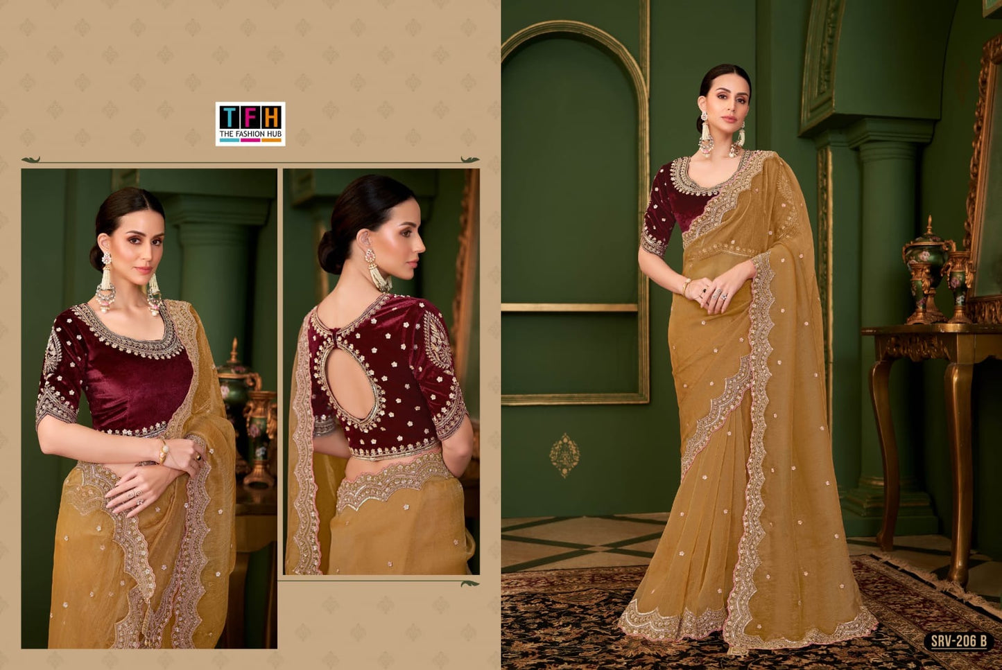 Premium Shimmer Tissue Metallic Silk Blend Saree