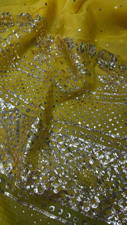 Pure Organza Silk Saree with Heavy Mukesh Full Jaal Work
