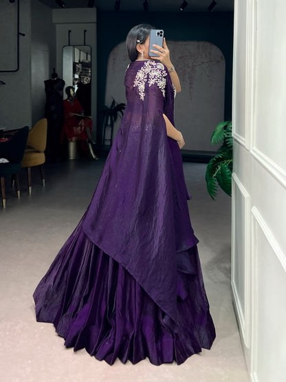 Cape Style Fendi Silk Lehenga