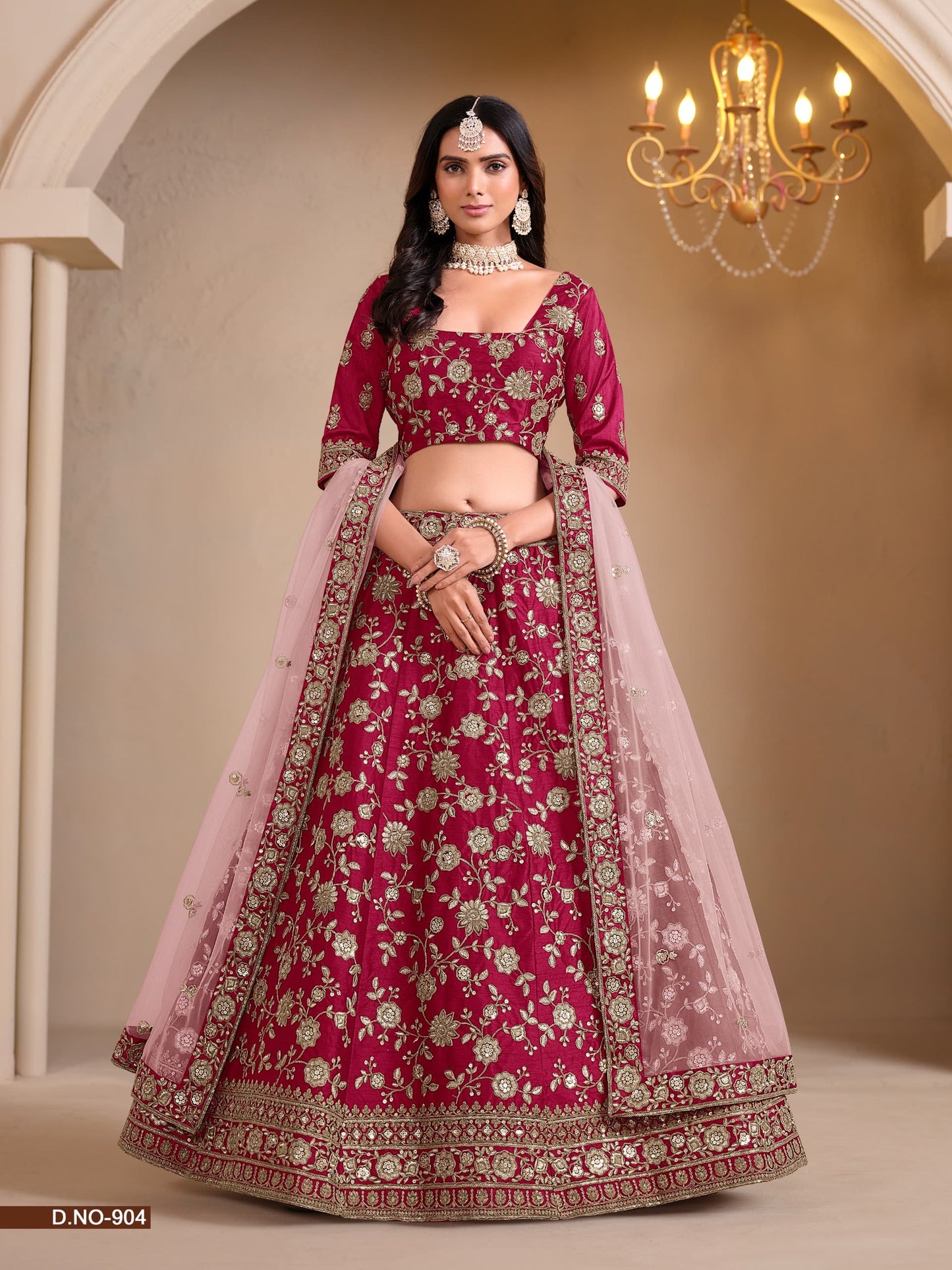 Floral Zari Work Art Silk Lehenga Choli Set