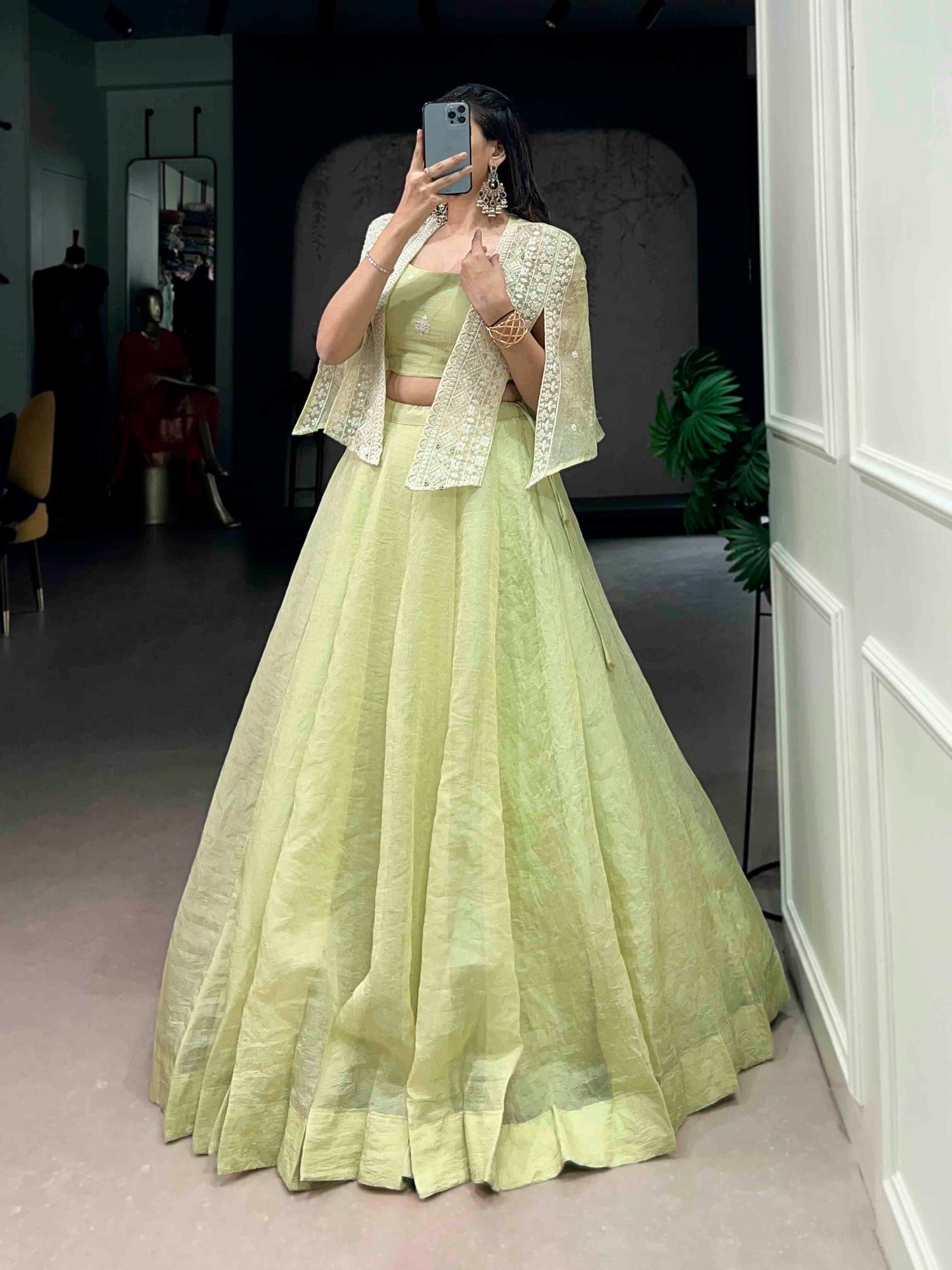 Allnen Crush Lehenga with Sequin & Thread Embroidery Blouse and Koti