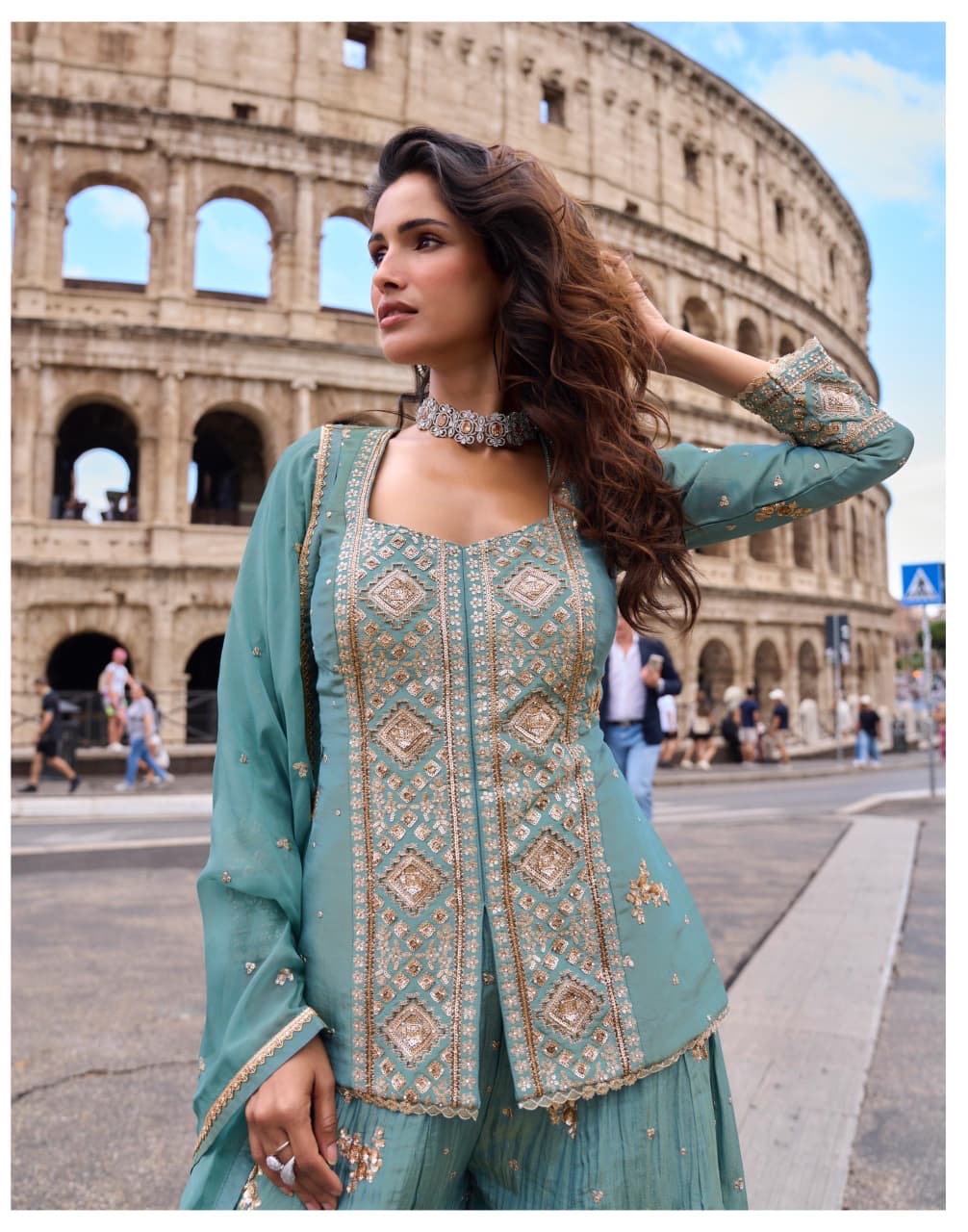 Global Ethnic Charm Sharara Set