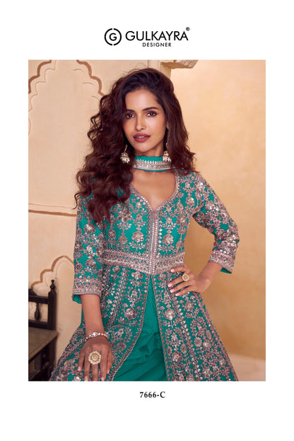 Elaborate silver-toned embroidery luxurious texture Anarkali set