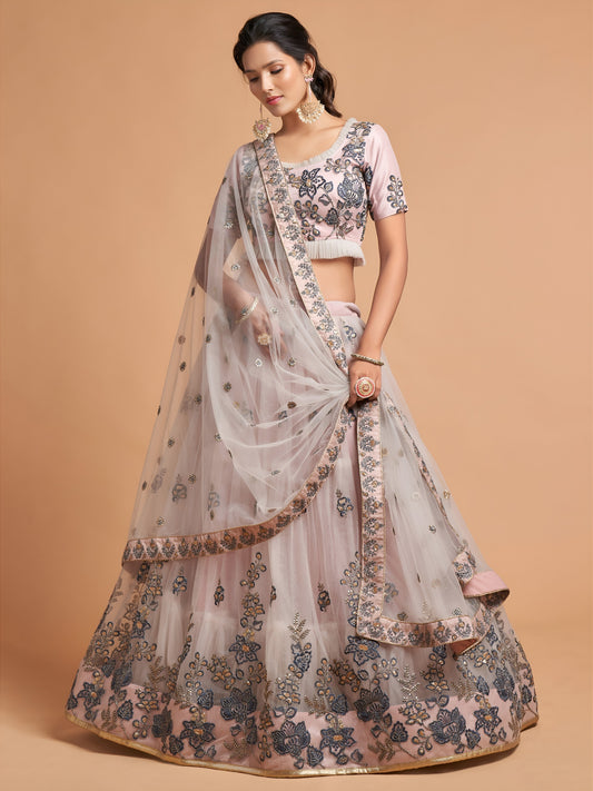 Light Grey Embroidered Lehenga Choli