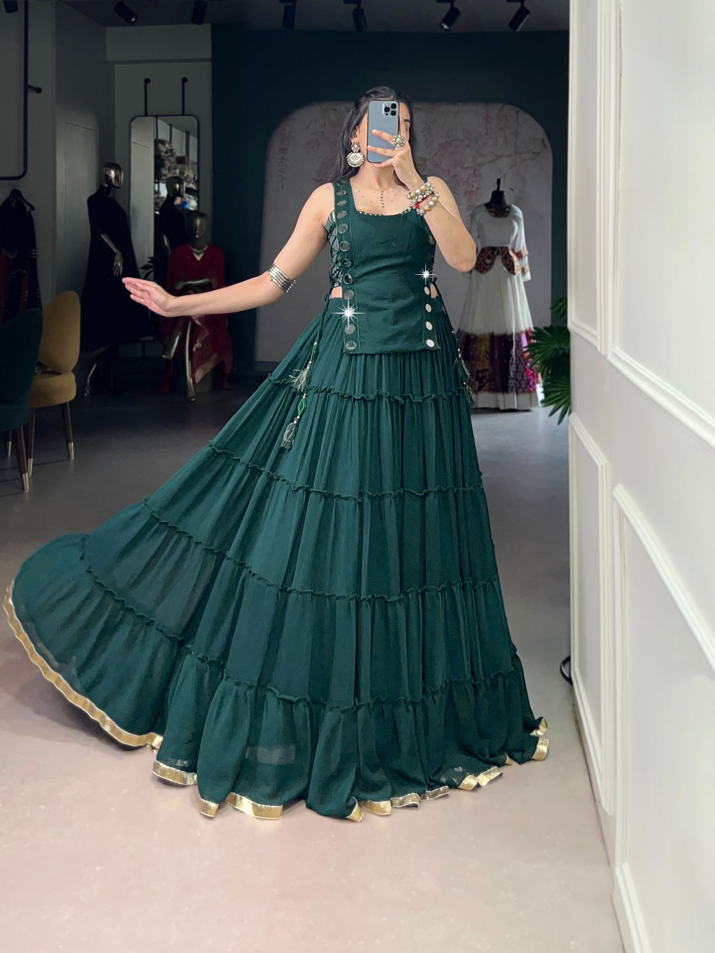 Feather-Light Mirror Work Navratri Lehenga Choli