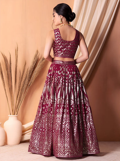 Ruby Geometric Glam Lehenga