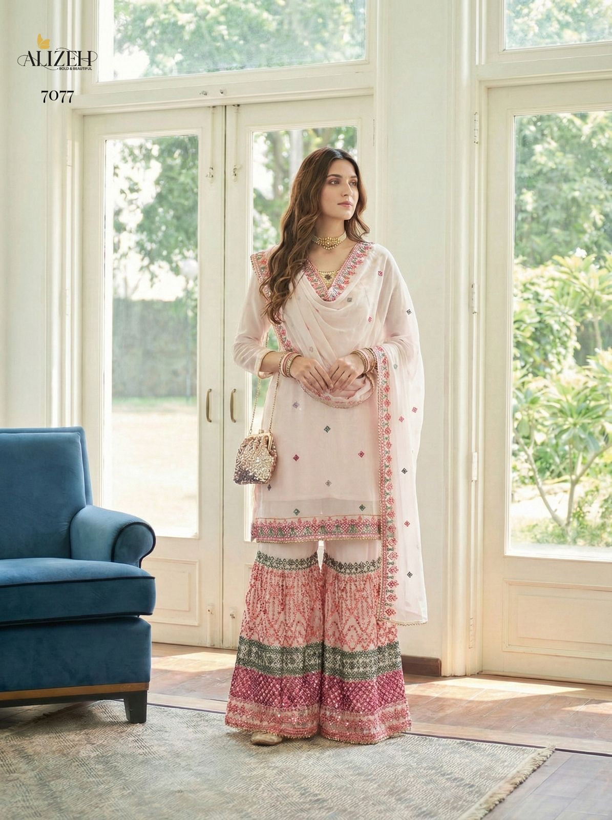 Festive Sharara Set with sophisticated pastel palette