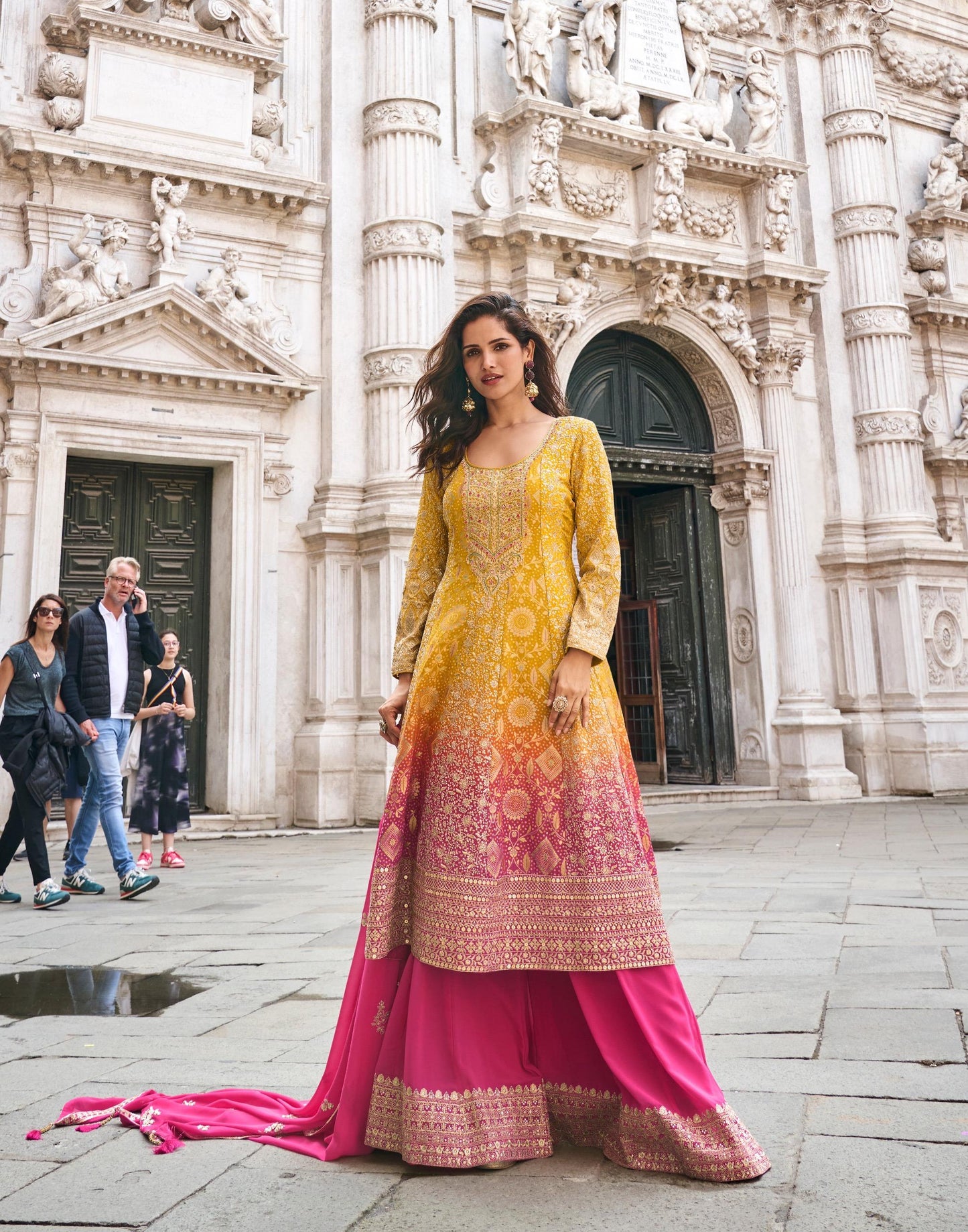 Modern Elegance in warm tones of traditional sharara set