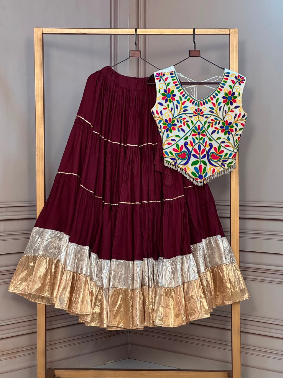 Multicolor Navratri special  Embroidered Choli & Metallic Border Chaniya Choli