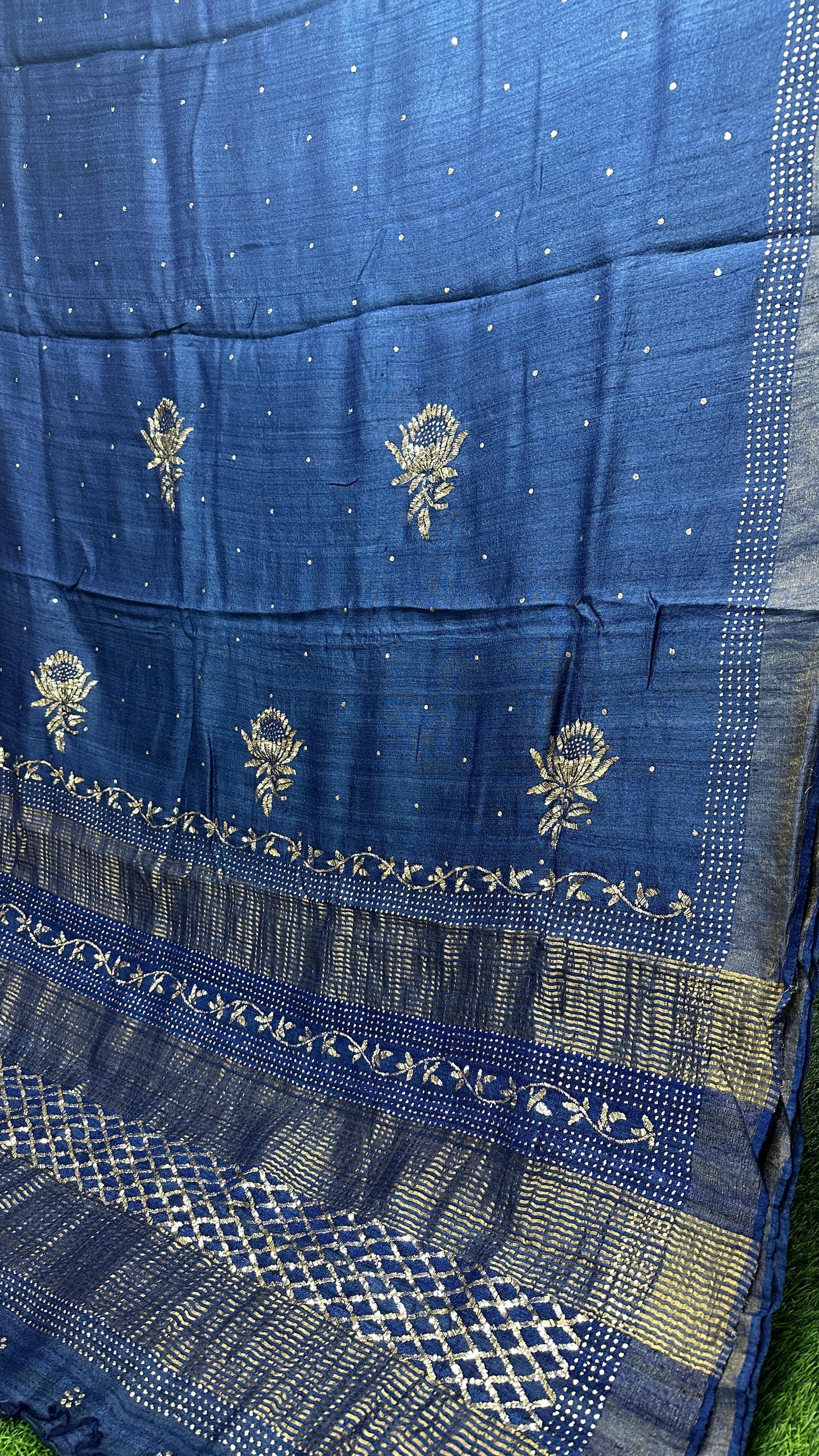 Pure Desi Tussar Silk Saree with Heavy Mukesh Work & Blouse