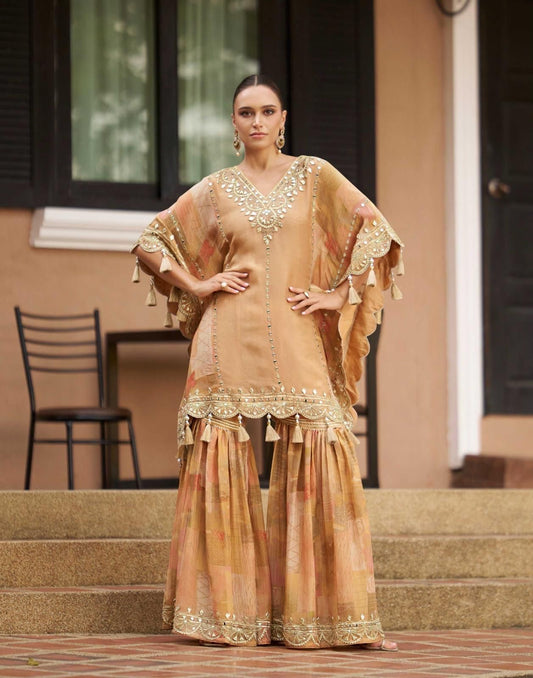 LATEST TRENDY KAFTAN WITH GHARARA