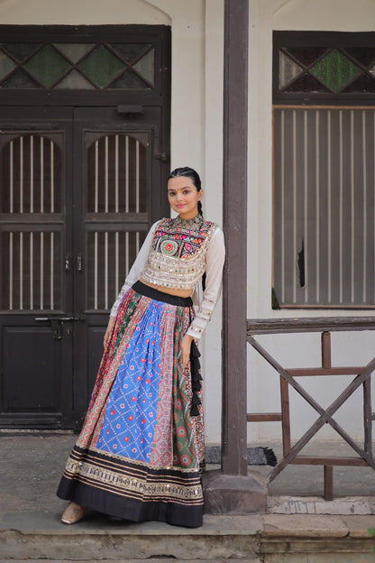 Multi-Color Patchwork Chaniya Choli with Gotta Patti & Bandhani Prints