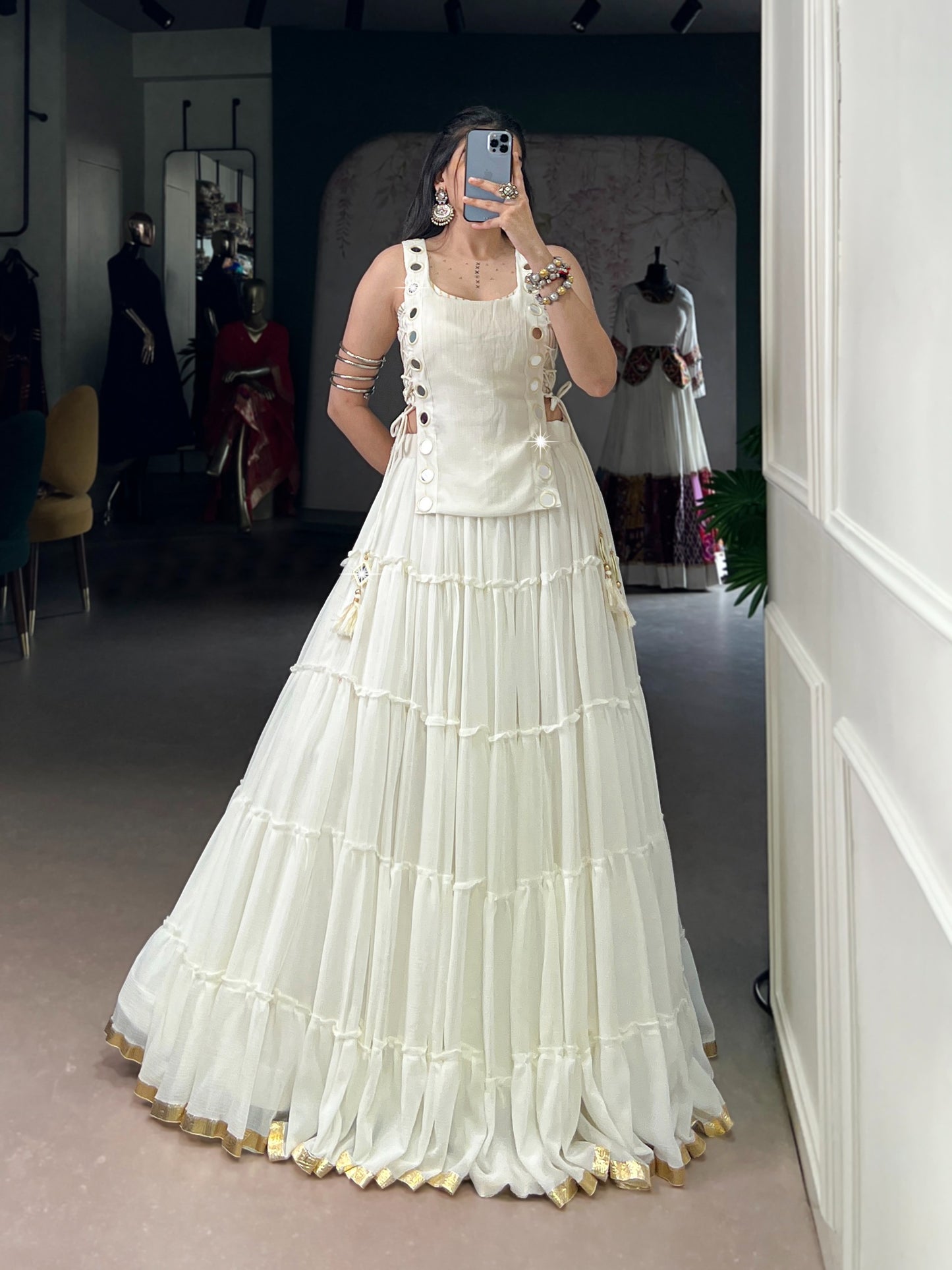 Feather-Light Mirror Work Navratri Lehenga Choli