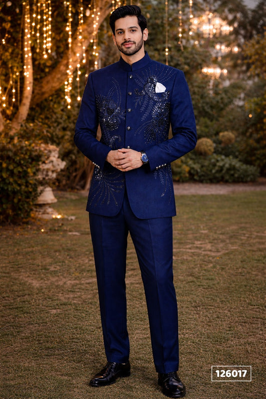 Bandhgala with Tonal Sunburst Beadwork Men’s Suit