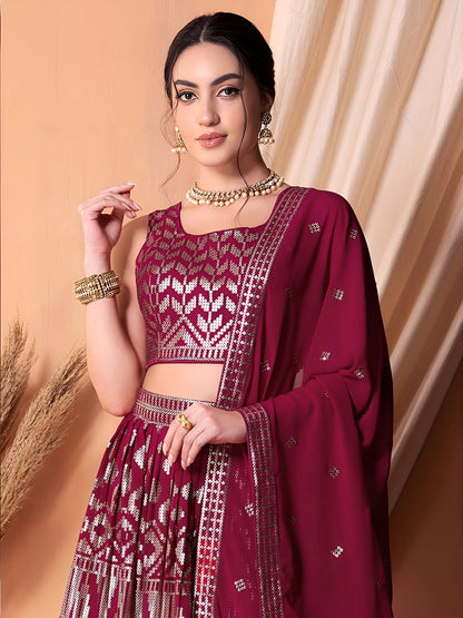 Ruby Geometric Glam Lehenga