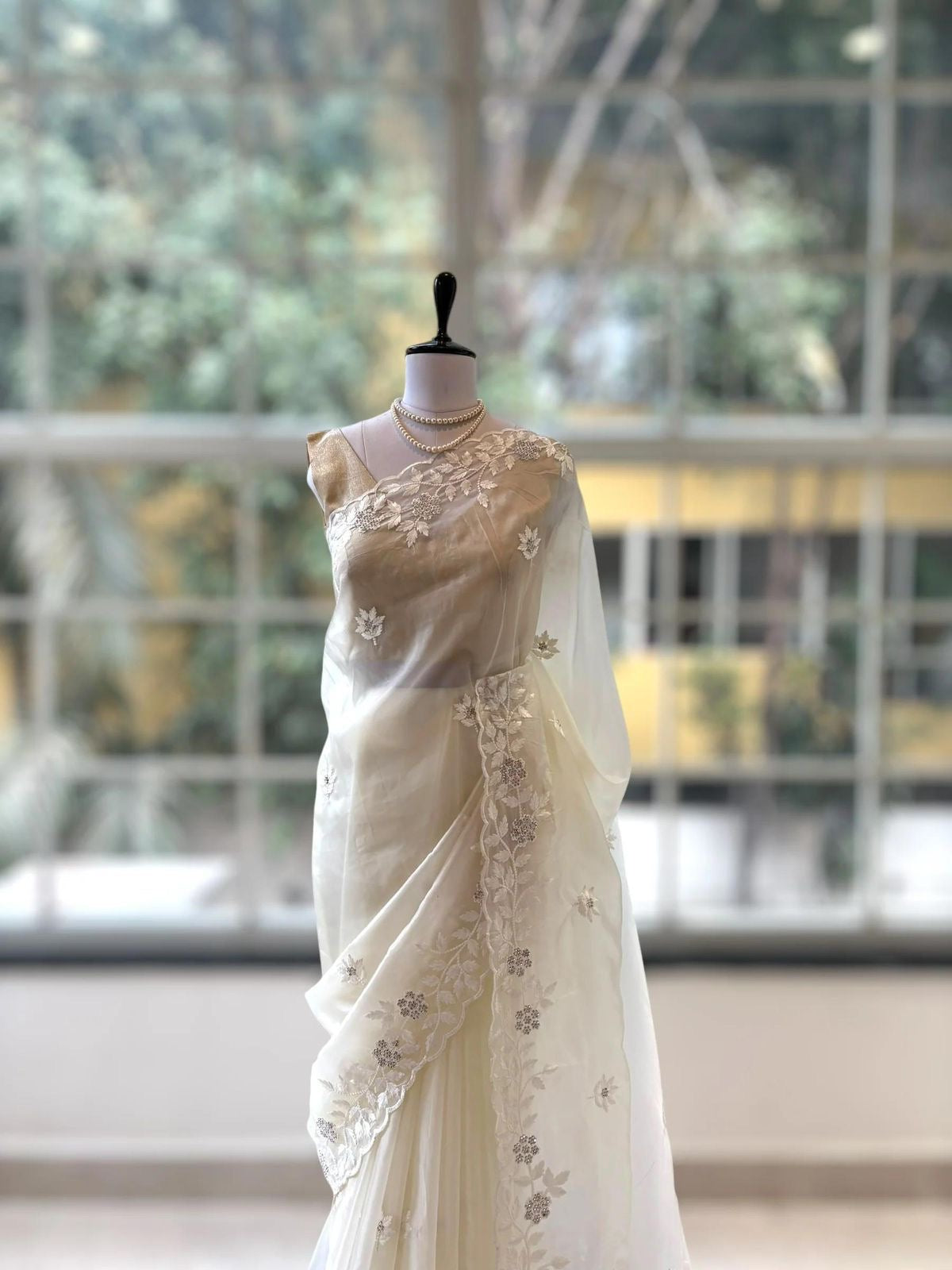 Pure Organza Saree with All-Over Thread & Siroski Work