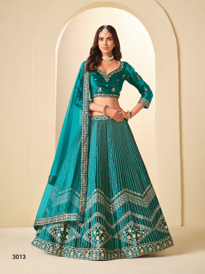Ice Velvet Lehenga Choli with Heavy Zari and Sequins Embroidery