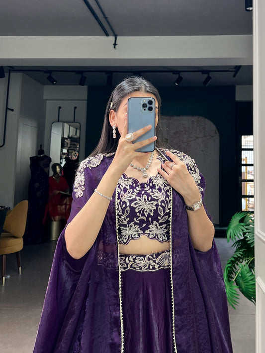 Cape Style Fendi Silk Lehenga