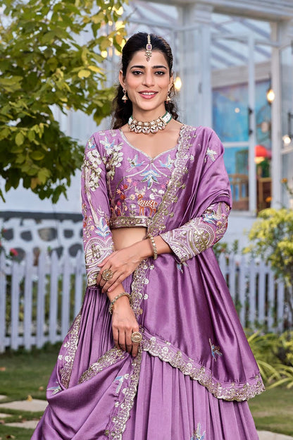 Pure Vichitra Lehenga Choli with Heavy Embroidery & Sequin Work