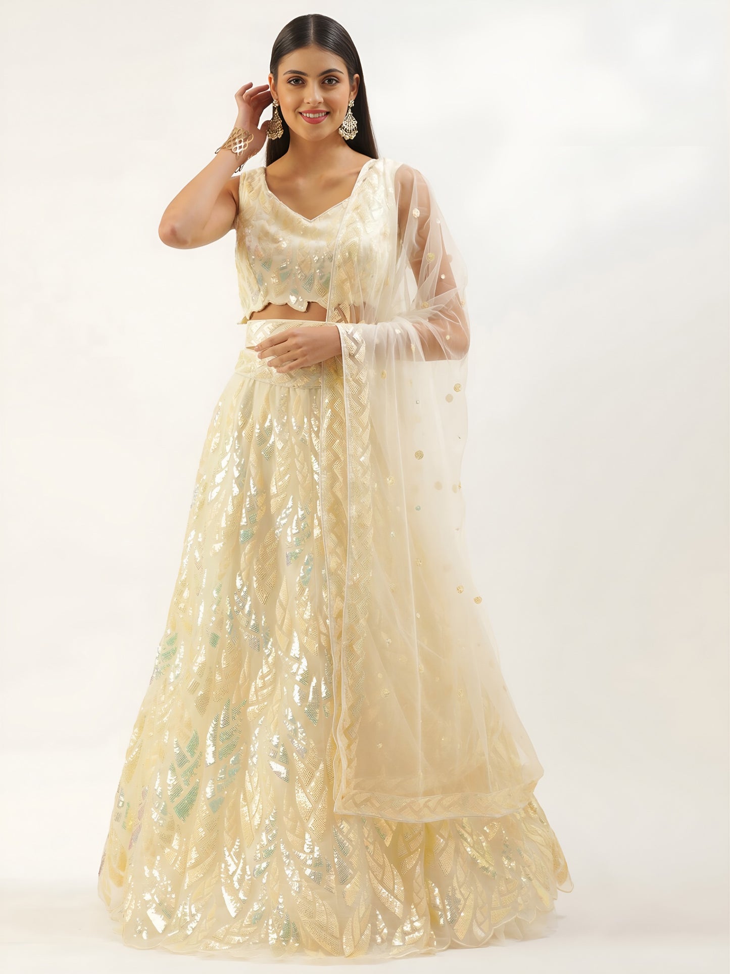 Yellow Elegance Sequins Lehenga Set