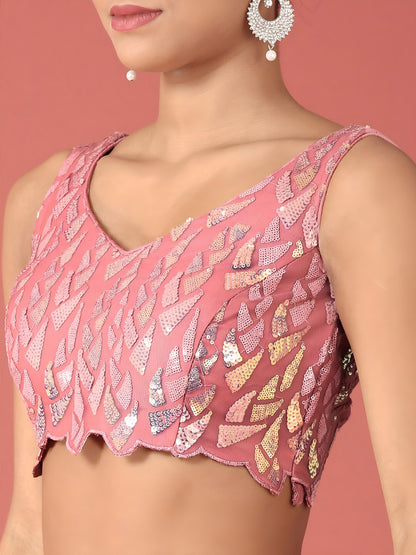 Pink Elegance Sequins Lehenga Set