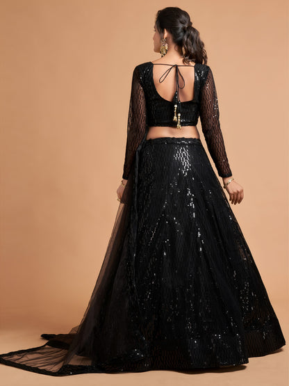 Black Sequin Party Wear Lehenga Choli