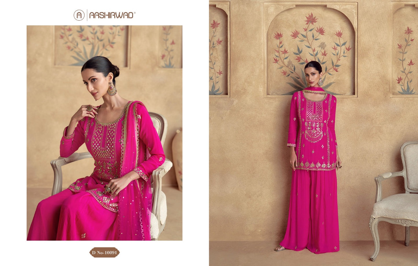 Designer Plazo Dress with Intricate Gold Embroidery – Aashirwad Collection