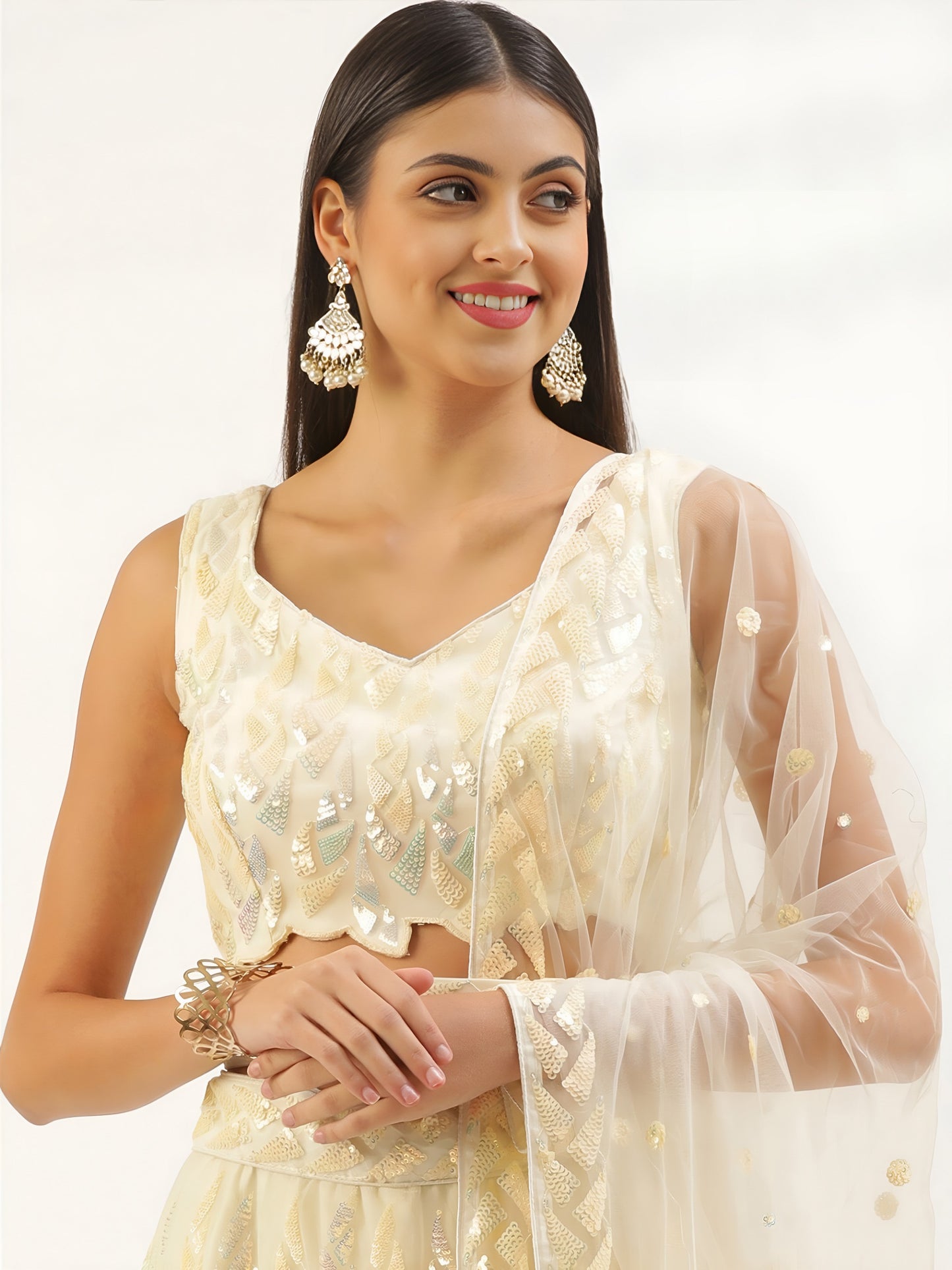 Yellow Elegance Sequins Lehenga Set