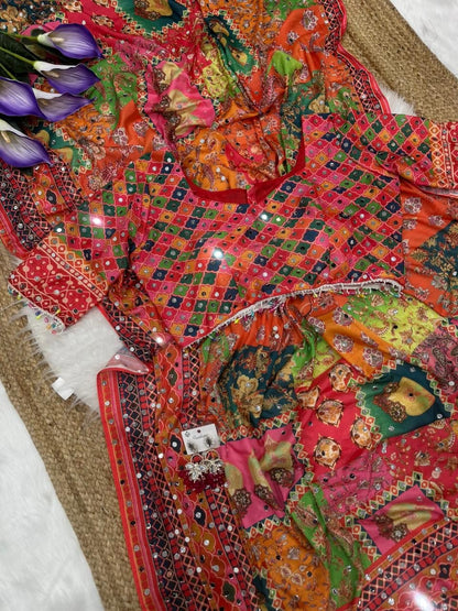 Stay beautiful with our new crepe silk digital print Saree with real mirror work