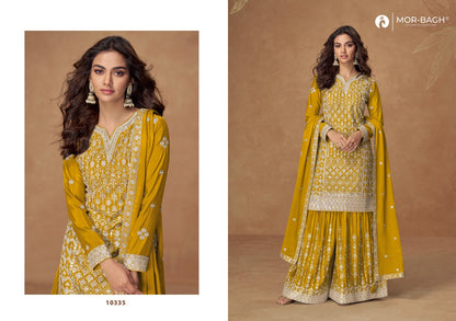 Sophisticated long-sleeved kurta paired with pleated sharara pants