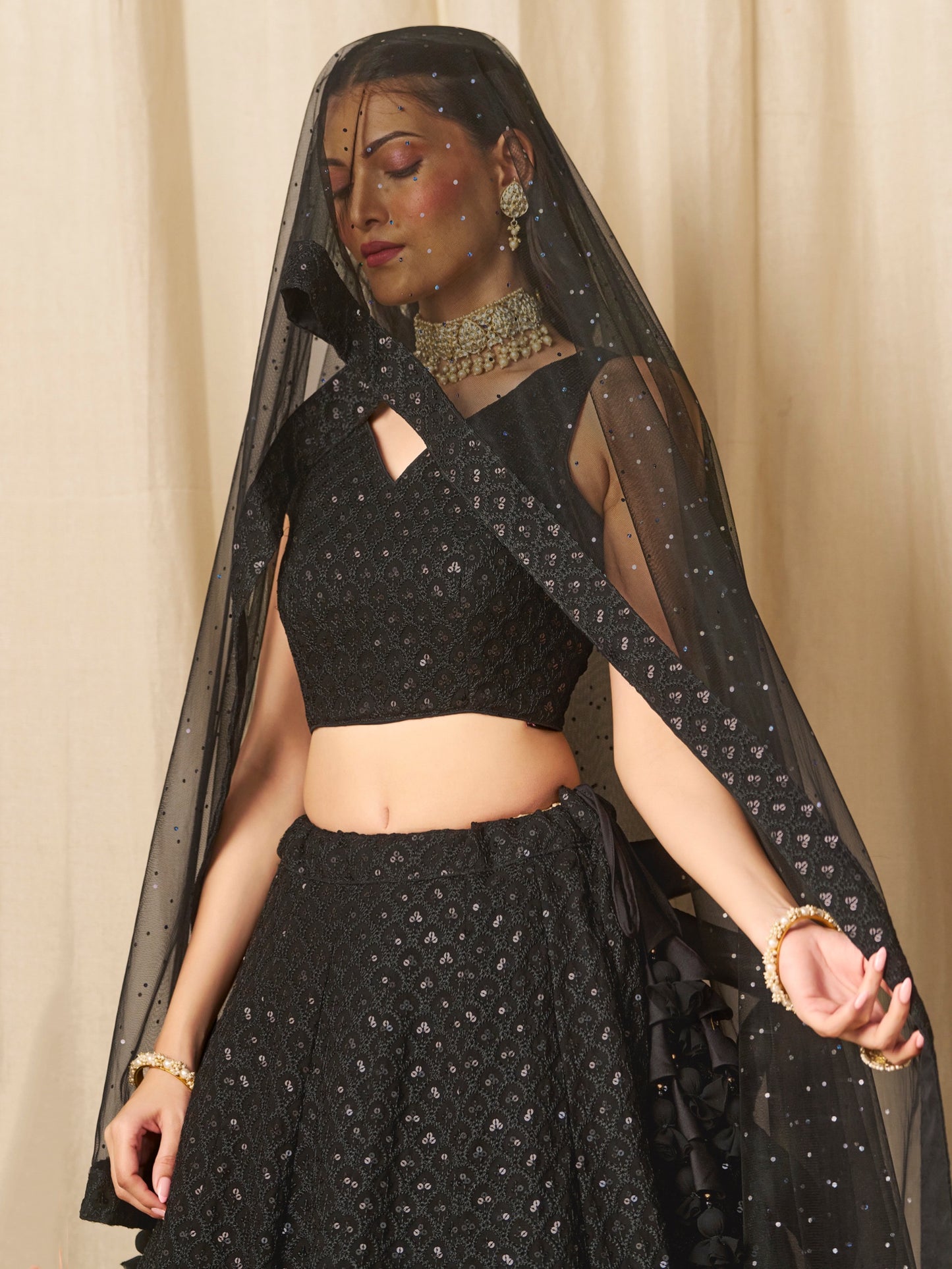 Captivating black georgette lehenga choli