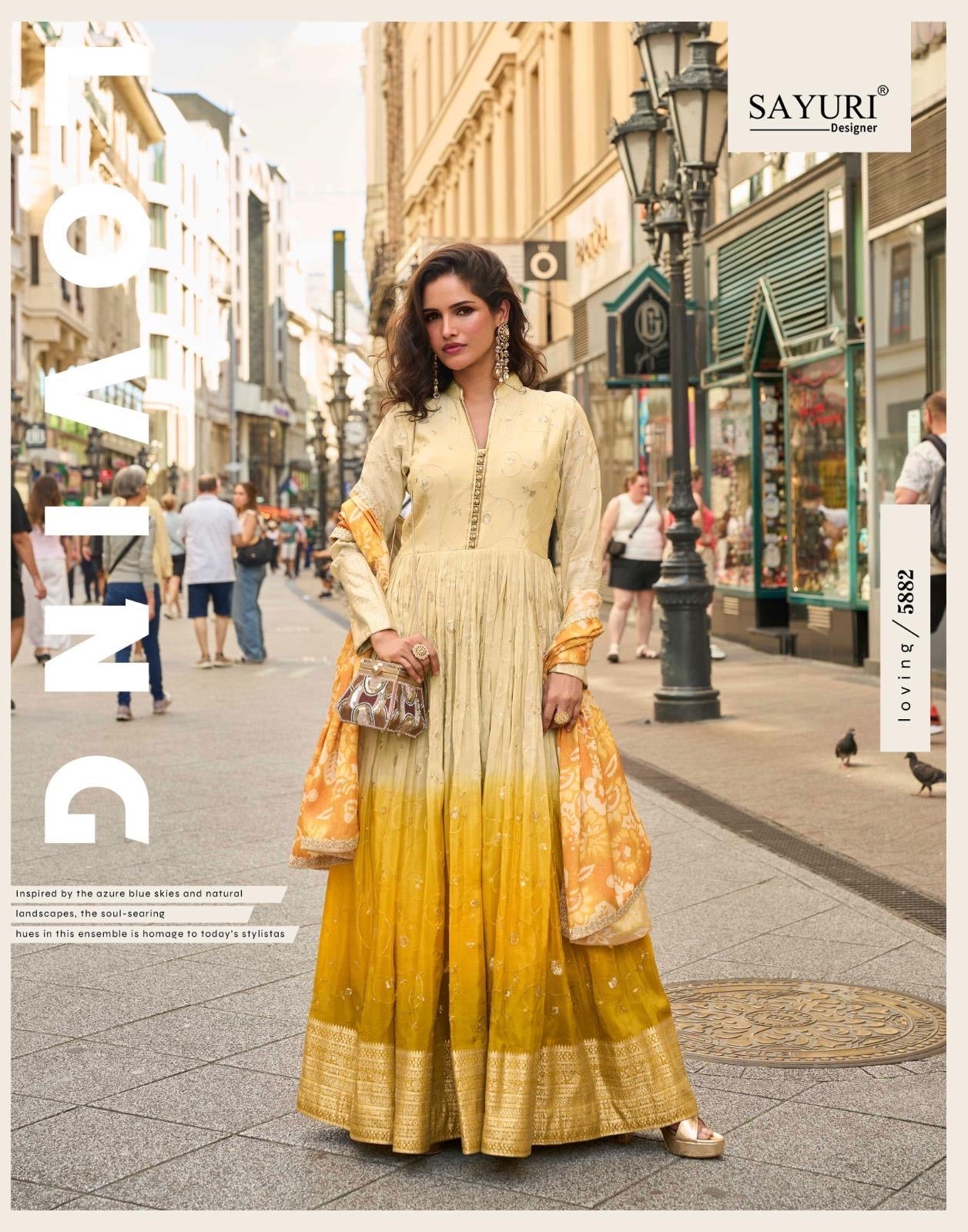 Simar Silk Embroidered Anarkali Gown with Digital Dupatta