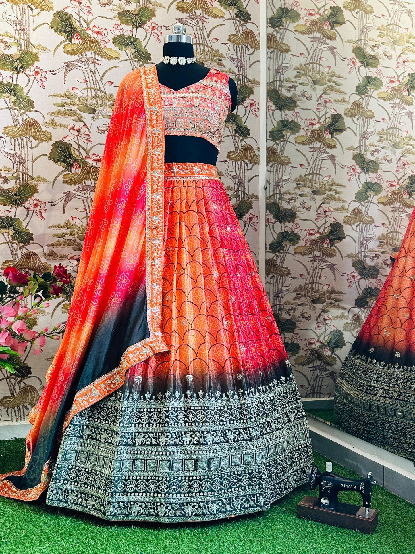 Sunshine printed embroidered lehenga Choli