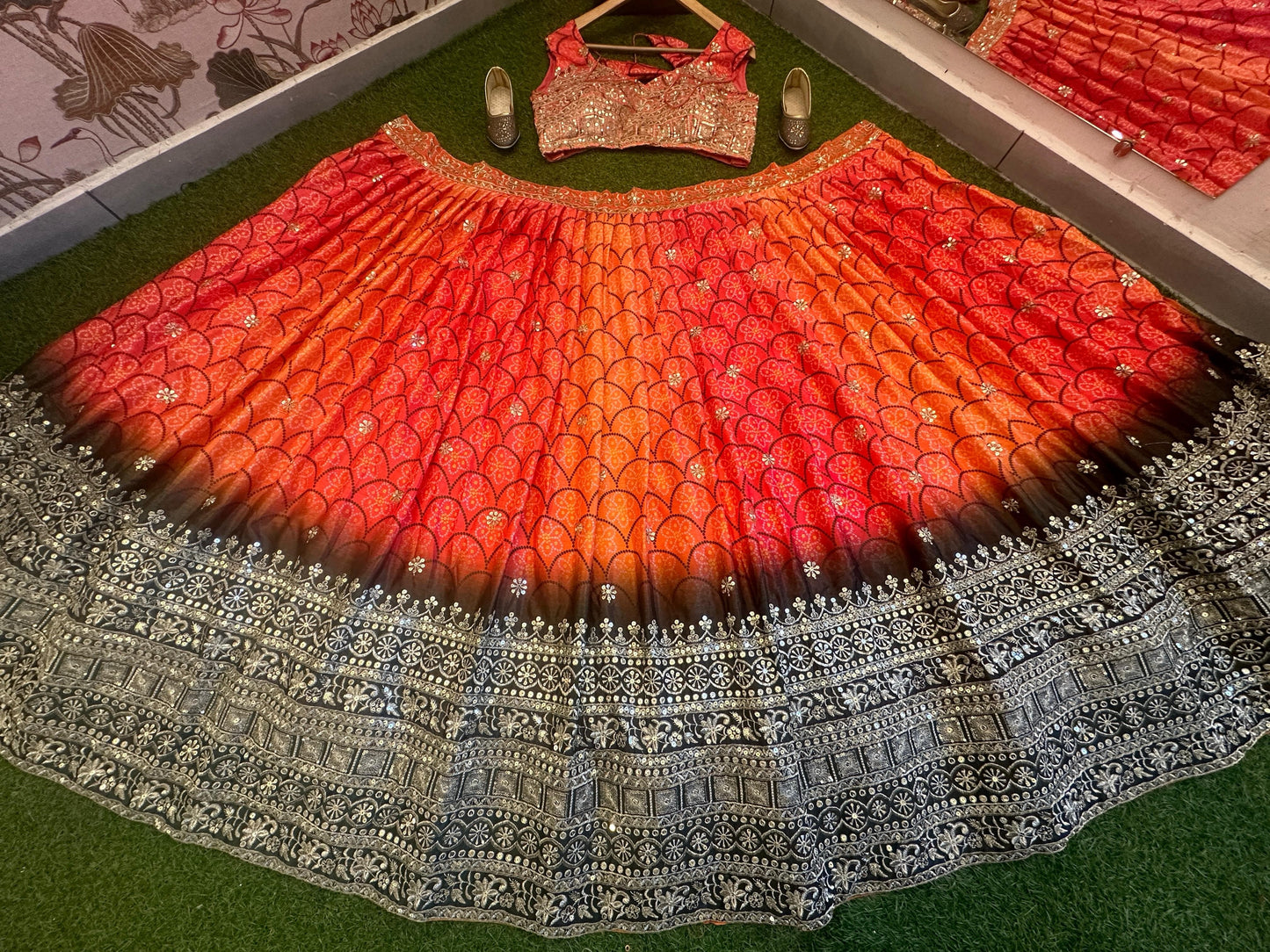 Sunshine printed embroidered lehenga Choli