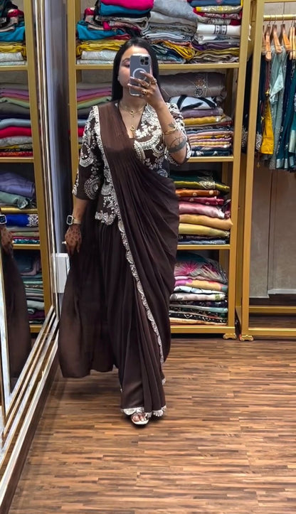 NEW SUPERHIT TRENDING DESIGNER LEHENGA-SAREE WITH EMBROIDERED DUPATTA and FULL FLAIR LEHENGA