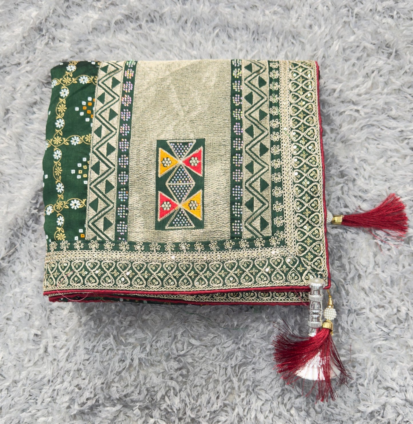 Ethnic Elegance with ornate borders and tassels Saree