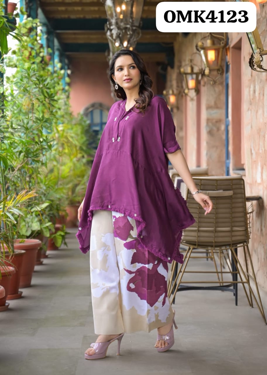 BEAUTIFUL  IMPORTED CRAPE  FABRIC SHIRT WITH COTTON  FLEX CORD SET