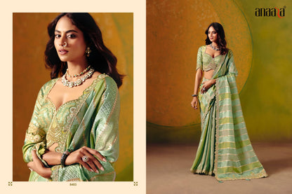 Smooth Zari Silk Saree with Fancy Work Border & Readymade Blouse