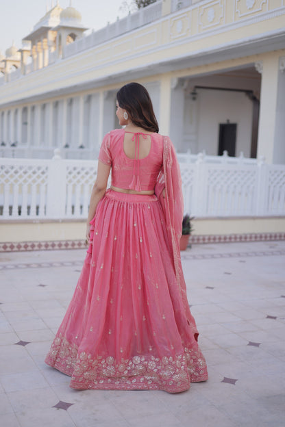 Royal Pink Chaniya Choli with Scalloped Embroidery