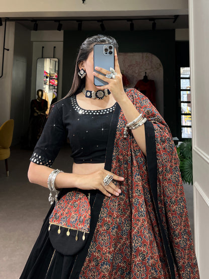 Beautiful printed pure cotton lehenga choli with purse