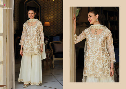 Embroidered NC Moss Sharara Suit with Beads