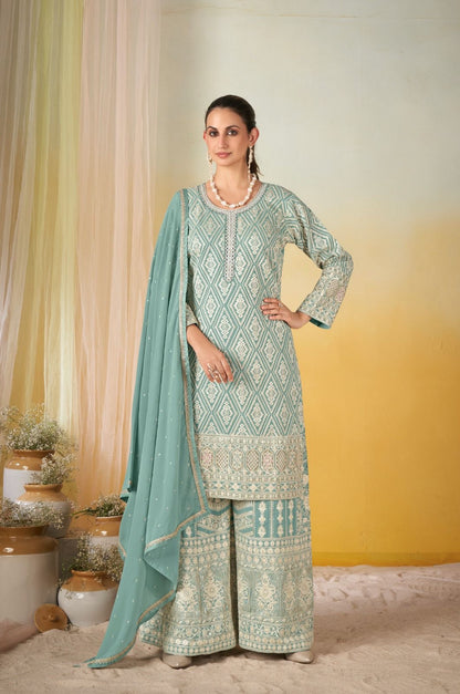 Geometric Embroidered Plazo Set