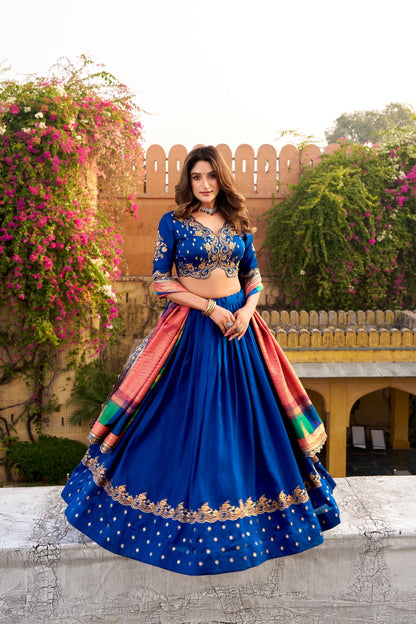 Vichitra Silk Lehenga Choli with Sequin & Thread Embroidery Work