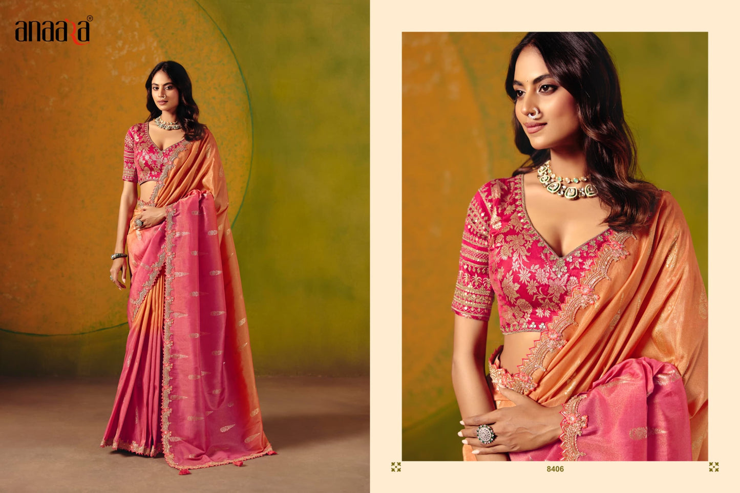Smooth Zari Silk Saree with Fancy Work Border & Readymade Blouse