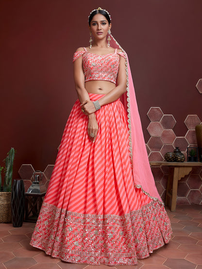 Designer Embroidery & Mirror Work Lehenga Choli | 10 Colours