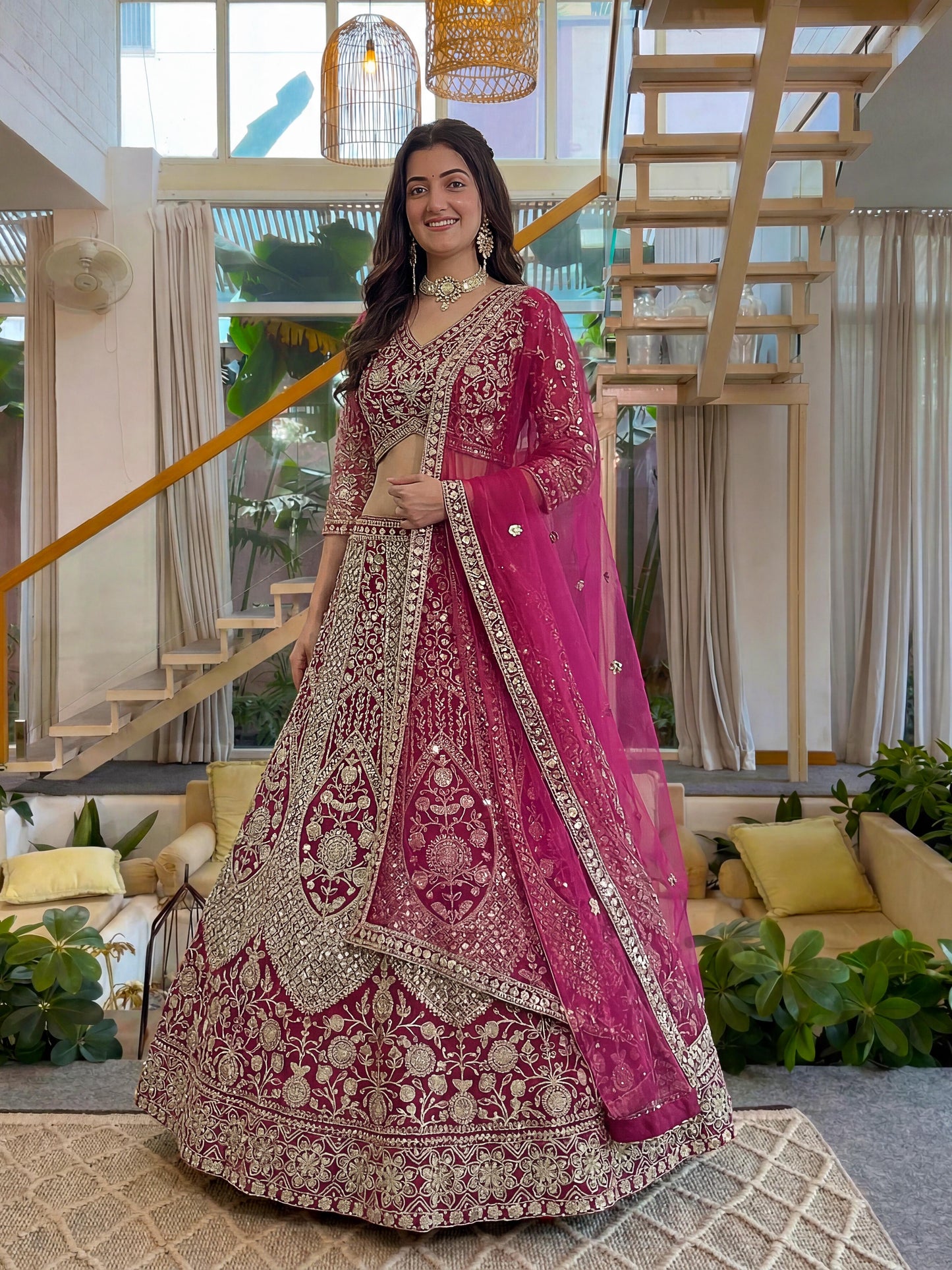 Sequin Embellished Butterfly Net Lehenga Choli with Dupatta