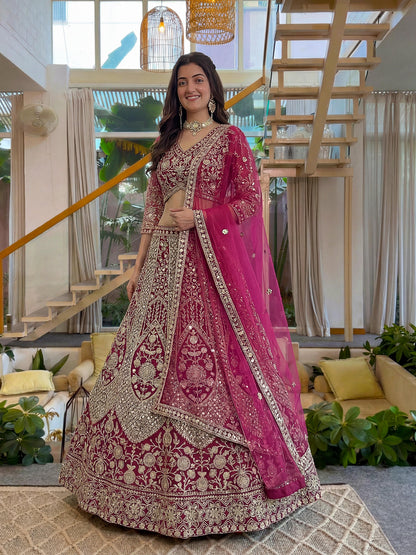 Sequin Embellished Butterfly Net Lehenga Choli with Dupatta