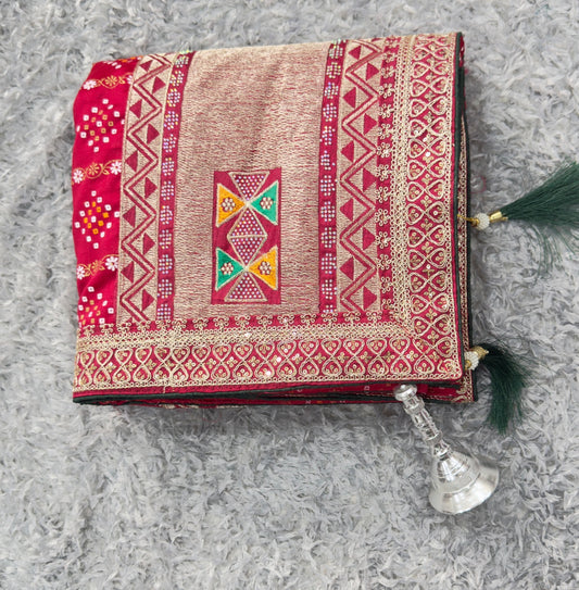 Ethnic Elegance with ornate borders and tassels Saree