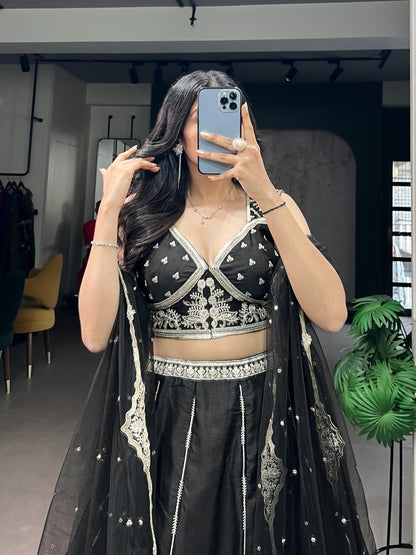 Naysha Silk Lehenga Choli with Thread & Sequins Embroidery & Net Dupatta